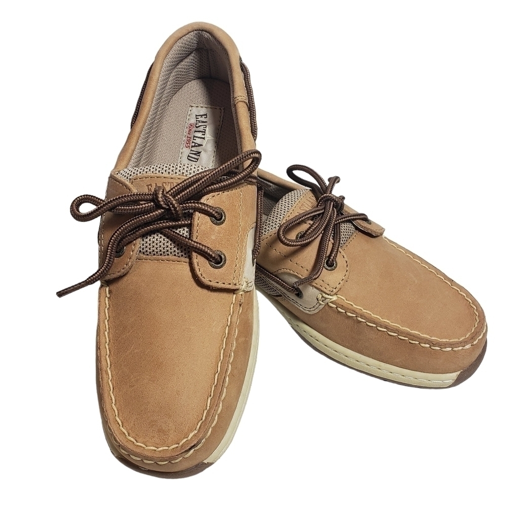 Eastland Solstice Tan Lace Boat Shoe Sz 7W